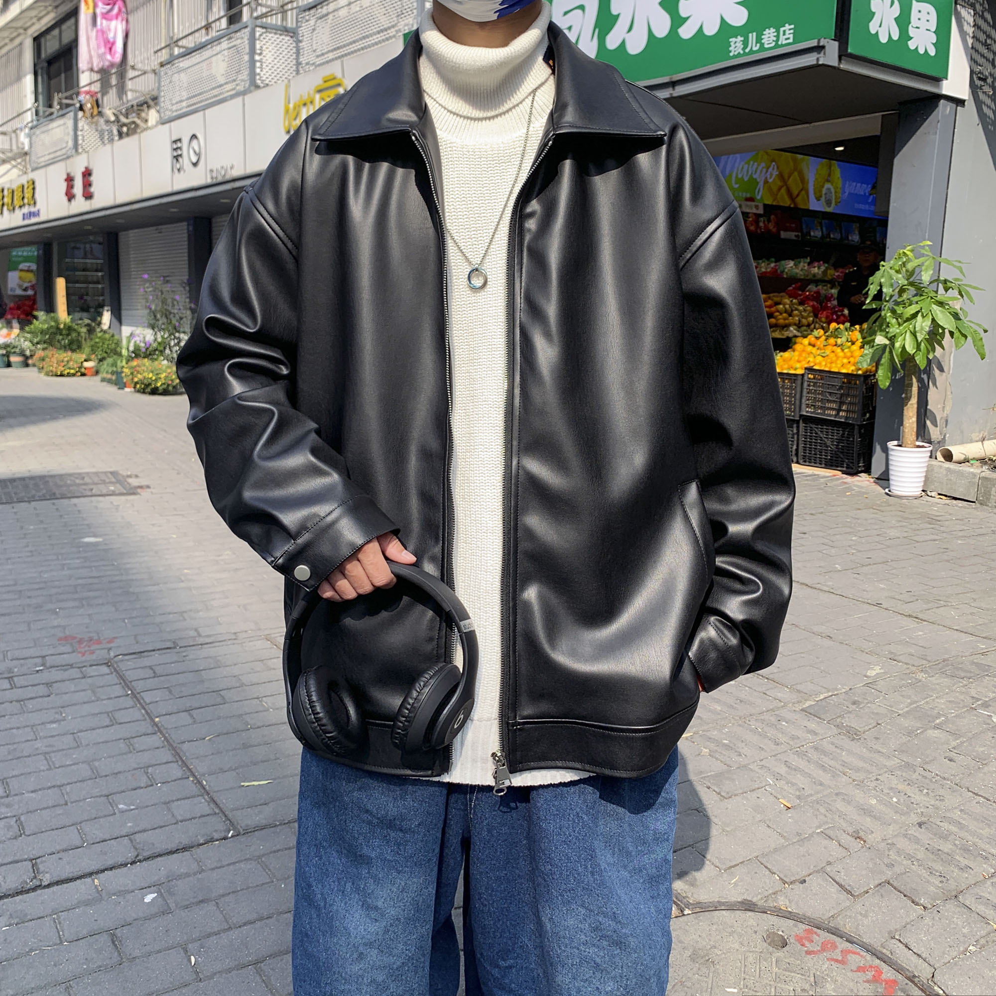 现货1014-PY008春秋外套皮衣男机车服飞行员皮夹克p118，男装夹克，星座1014