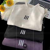 现货1014-TT605-特P38-限58-刺绣重磅三杠条纹拼接短袖T恤男，男装T恤，星座1014