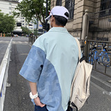wassuphappy盐系男友风短袖衬衫男款夏季潮流高级感撞色工装外套，男装衬衫，星座1014