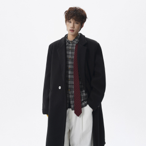 FY928~秋冬季中长款可拆卸连帽毛呢大衣高级感休闲过膝加厚风衣，男装风衣，星座1014