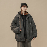 现货1014-MY7709美式复古做旧PU皮棉服女2025新款冬季，男装棉衣，星座1014