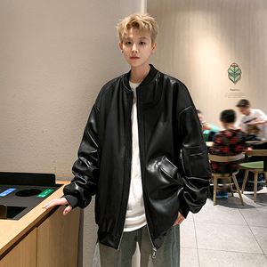现货主推1014~PJK534~P108~2025春秋季新款棒球服pu皮衣外套男图片
