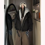 现货大货1014-FY823-P138美式假两件可拆卸连帽毛呢短款夹棉外套，女装短外套，星座1014