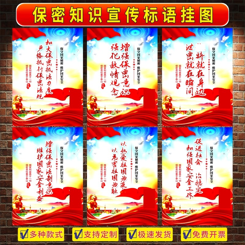 企业工作保密警示标语挂图涉密条例制度展板墙贴保密法宣传海报纸 - 实物图