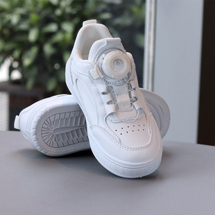 儿童小白鞋中童运动鞋透气休闲鞋子女童板鞋新款旋钮童鞋男童球鞋