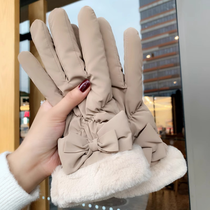 冬季手套女加厚加绒骑车防寒防水可触屏骑行电动车保暖滑雪棉