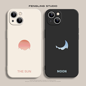 日月山川iPhone17promax苹果16小米15华为mate80简约小众P70红米K90至尊vivos30pro适用opporeno15情侣手机壳