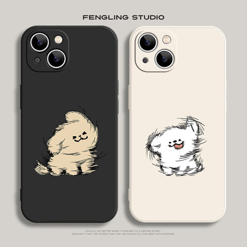 手绘小狗iPhone17苹果16promax华为mate70红米K80可爱p60小米15新款一加13适用vivoS30荣耀400oppo情侣手机壳
