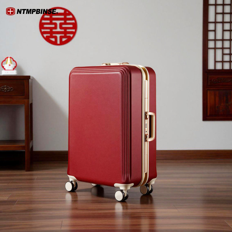 广州军刀结婚红色行李箱女新娘陪嫁箱万向轮皮箱子旅行箱拉杆箱