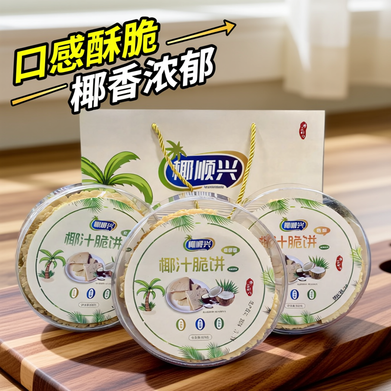 海南特产 椰顺兴椰汁薄饼200克纯手工原味香脆煎饼伴手礼三亚特产
