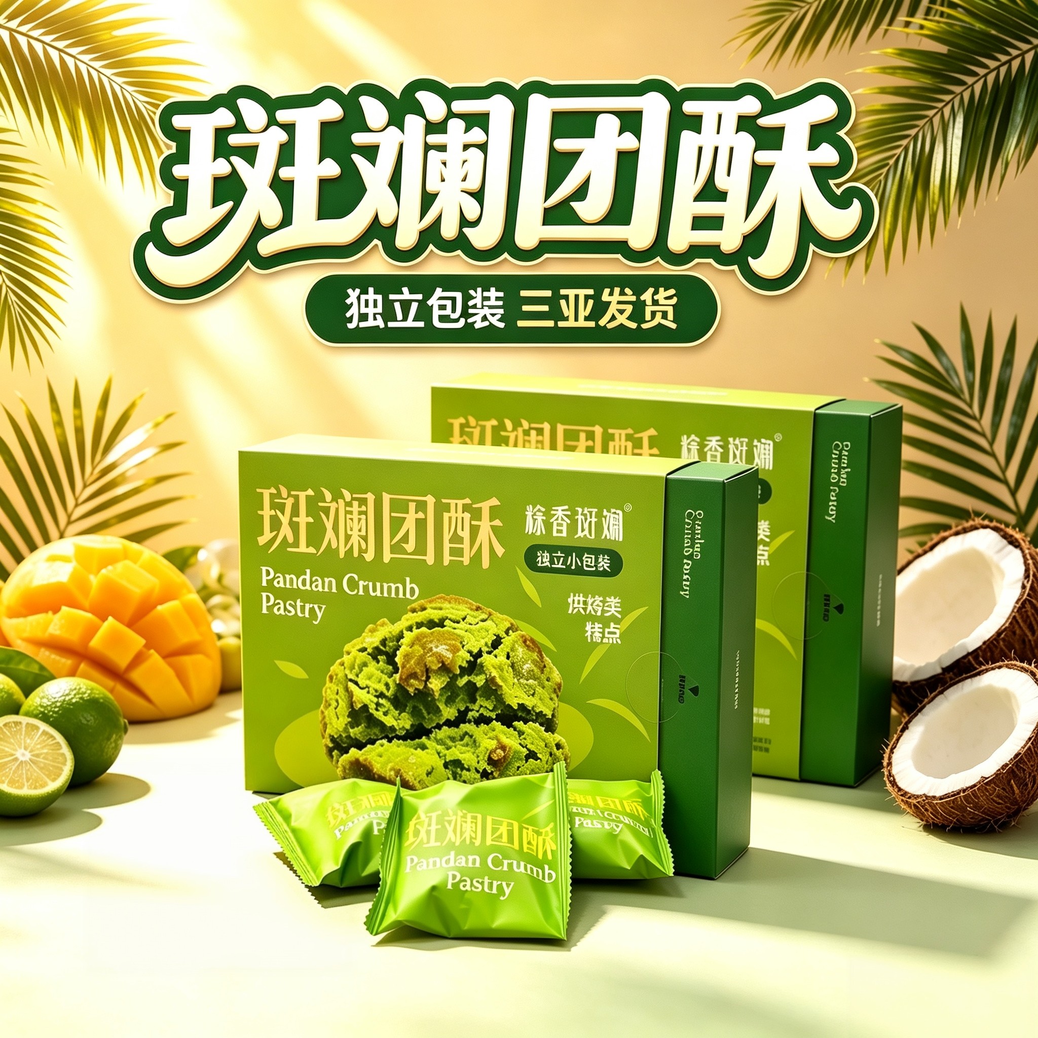 海南斑斓团酥180克x5盒粽香斑斓饼干独立小包装休闲零食小吃手信