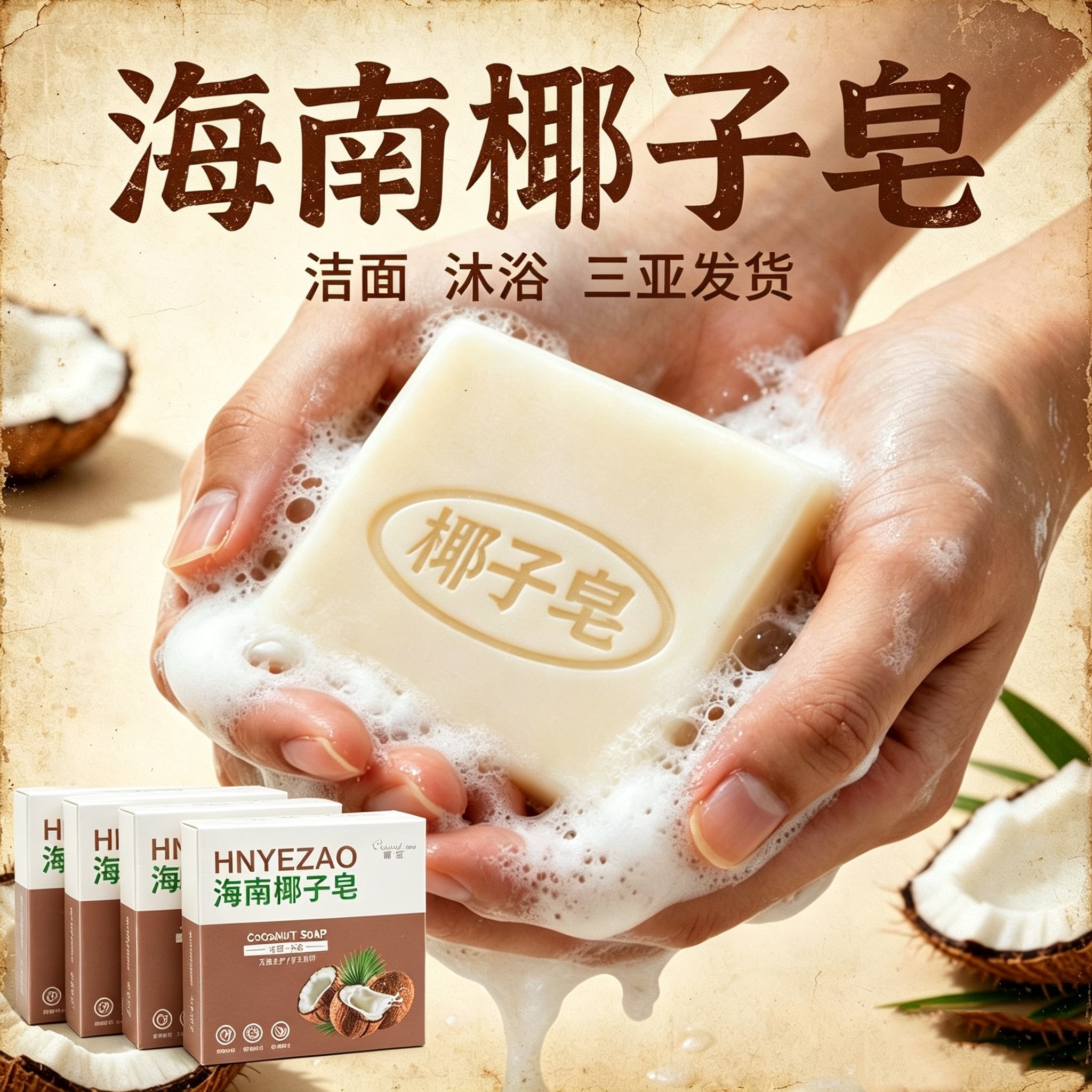 海南椰子皂沐浴洁面皂椰造椰油膏
