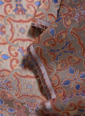 宝相花 中式国风非遗提花真丝交织真丝宋锦35姆60丝40天丝138宽
