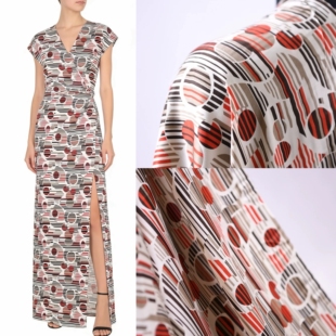 摩登女郎 Max超舒服轻奢质感真丝19姆米弹力斜纹锻 复古波点