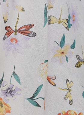 微风飞行 大牌外贸印花混纺柞蚕丝20姆70柞蚕丝30聚酯145宽 设计