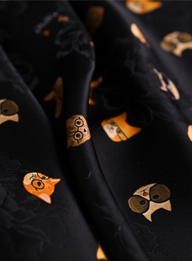 喵星人 国产原创设计师仿红云纱提花铜氨丝35姆100铜氨丝140宽