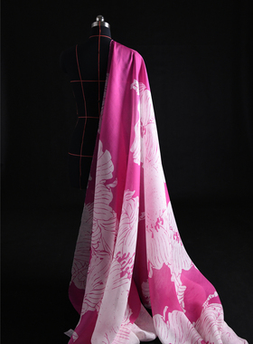 巨型花卉 ZIM同款质感 真丝亚麻绡15姆60丝40亚麻136宽 设计师