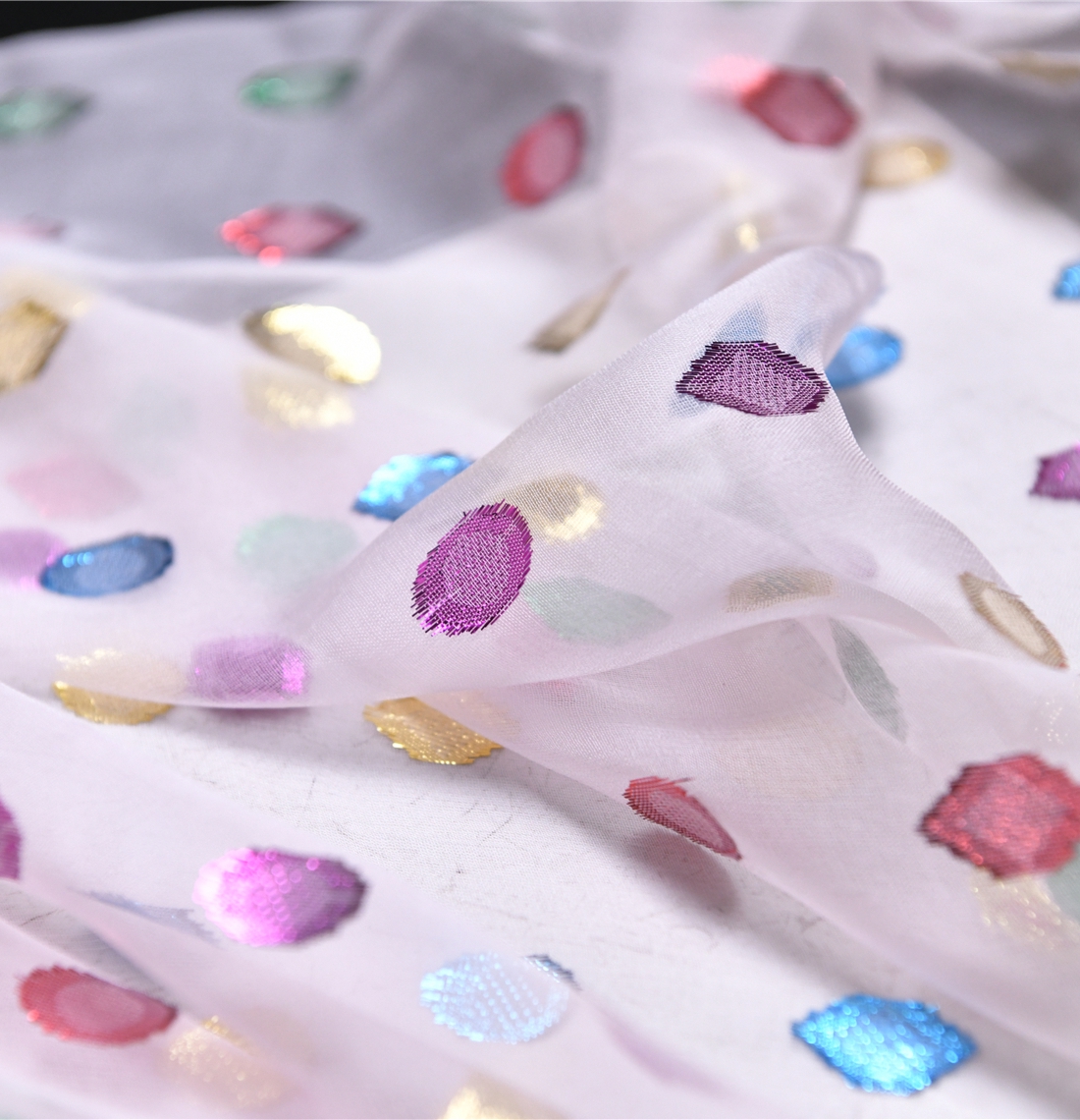 星梦空间 超美织金真丝剪花薄纱乔其纱6姆100丝112宽 设计师