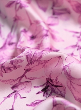 水墨时光之花 品牌客供达利集团仿真丝斜纹绸24姆100聚酯148宽