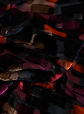 色块琉璃 大牌定位设计真丝烧花真丝绒32姆100丝112宽 微瑕特惠价