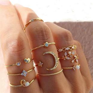 Chain Color Punk Women Rings For Hot Teens Fashi Gold Set