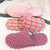 新款 静音 室内家居家用男情侣软底地板拖鞋 布艺布底棉拖鞋 女士冬季