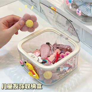 精致桌面展示盒女孩发圈发夹大容量透明整理盒 儿童发饰收纳盒新款