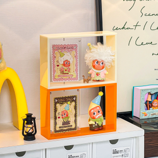 盲盒收纳展示架亚克力泡泡玛特星星人身份卡片单个手办收纳展示盒