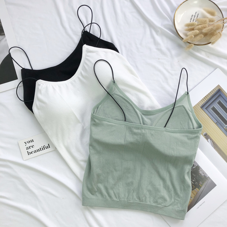 罩杯一体超细吊带背心女夏季新款ins无袖短款外穿针织上衣打底衫|msdalam kategori Butik wanita / wanita, Vest abah-abah - dari Buy2taobao.com untuk memberikan perkhidmatan ejen Taobao profesional membeli