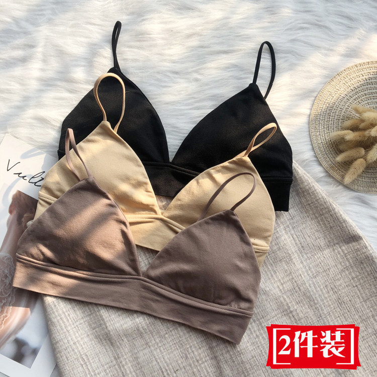 内衣女无钢圈夏季薄款法式三角杯聚拢小胸罩夏天大胸显小文胸bra