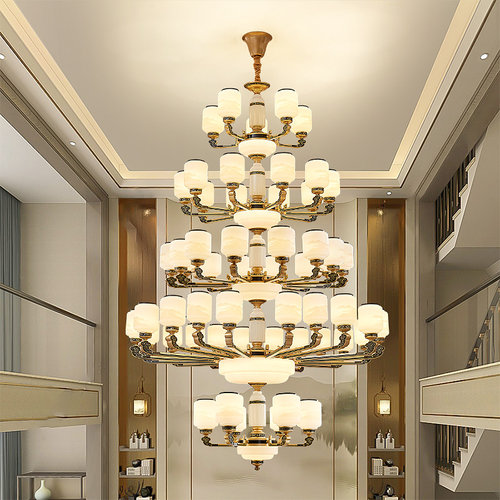 新中式客厅吊灯别墅大厅中空楼