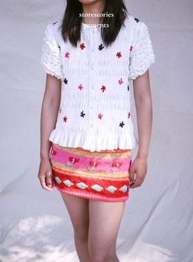 【特享6折】乌拉圭 Tach Samira 棉弹性纤维 褶皱 短袖 绣花 上衣