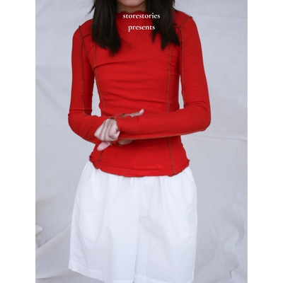 【现货】丹麦Baserange Omato Long Sleeve Tee Red 有机棉 小衫