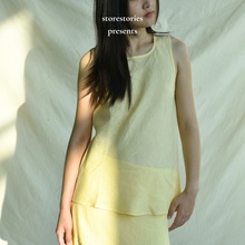 【现货】丹麦Baserange Dydine Tank Top Yellow麻 设计感 上衣