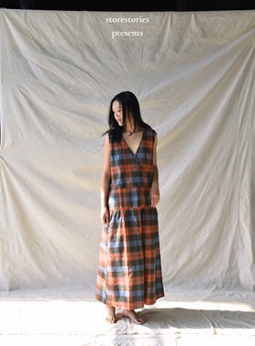 【现货】丹麦Baserange Garlin Dress Frame Plaid 有机棉 长裙