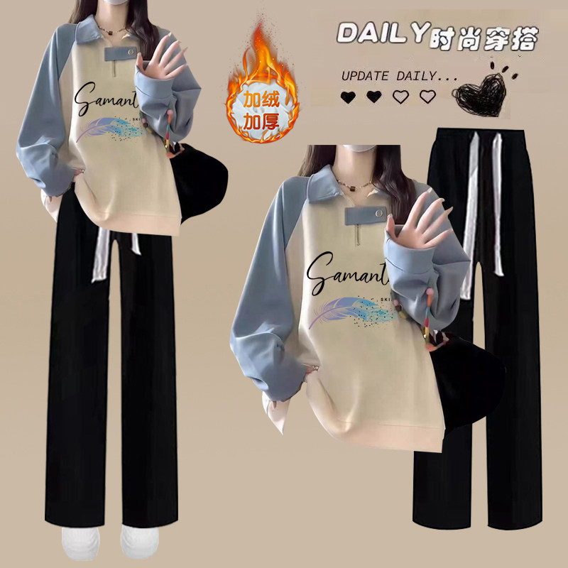 少女16秋冬装15岁休闲运动两件套装13初中学生大童加绒14长袖卫衣