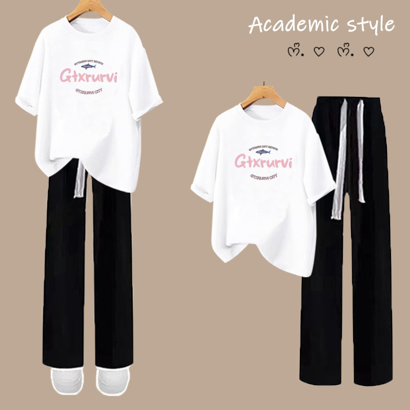 休闲运动套装少女2026夏季纯棉短袖T恤学生初中小个子高中两件套