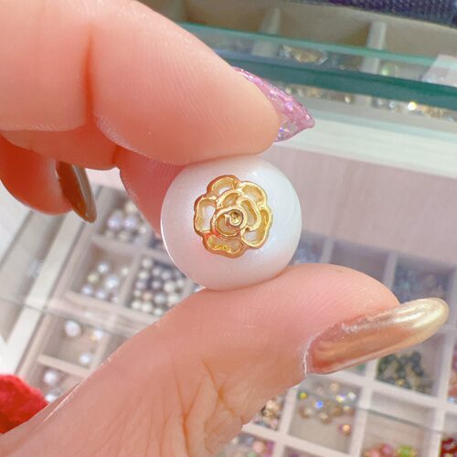 小香风复古风玫瑰花珍珠扣