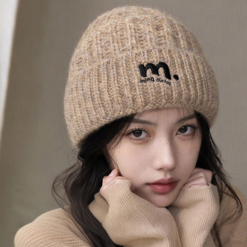 秋冬保暖显脸小大头围针织帽女