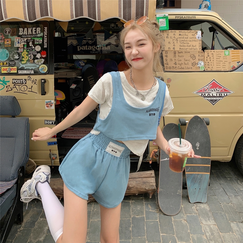 Real shot real price Korean fashion suit age reduction slim leisure suit sports three piece set