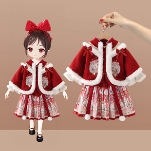 女童汉服唐装拜年服秋冬装2024新款宝宝周岁礼服加绒古装新年套装