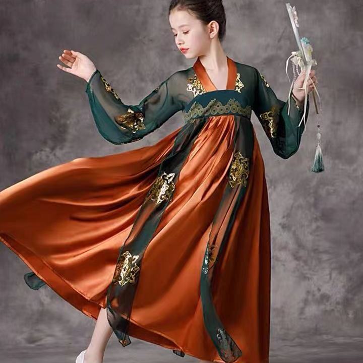 海外桃李杯同款玉人舞表演出服双面燕洵女童舞蹈服儿童汉唐襦裙