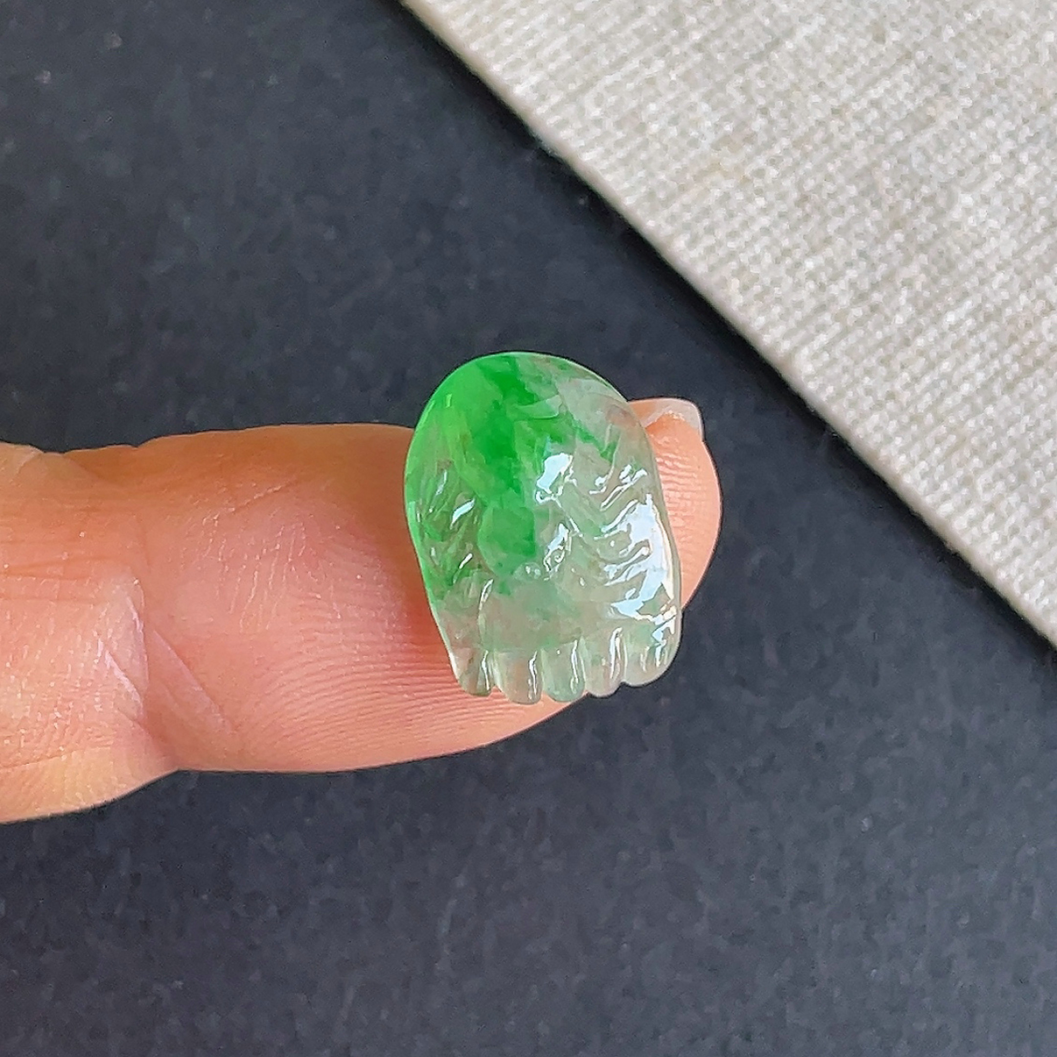 天然翡翠a货冰种知足常乐戒面