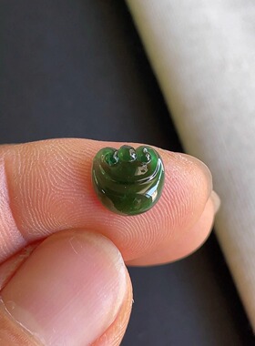 0821-6天然老坑冰种满绿如意戒面 翡翠A货送证书～金晶翡翠