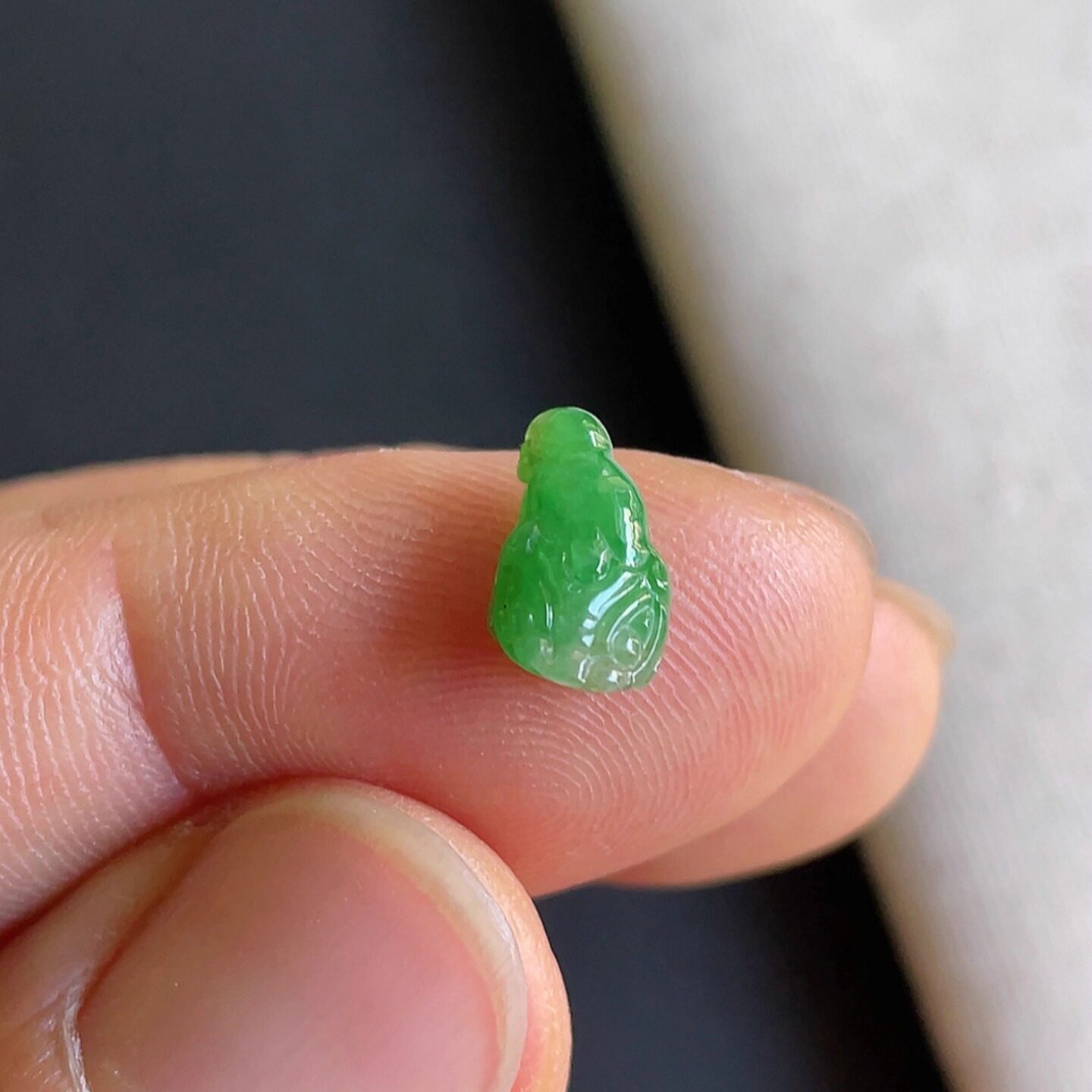 0905-6天然老坑冰种三脚金蟾戒面 翡翠A货送证书～金晶翡翠