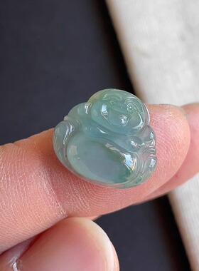 0209-6天然老坑冰种蓝水绿佛公吊坠 翡翠A货送证书～金晶翡翠