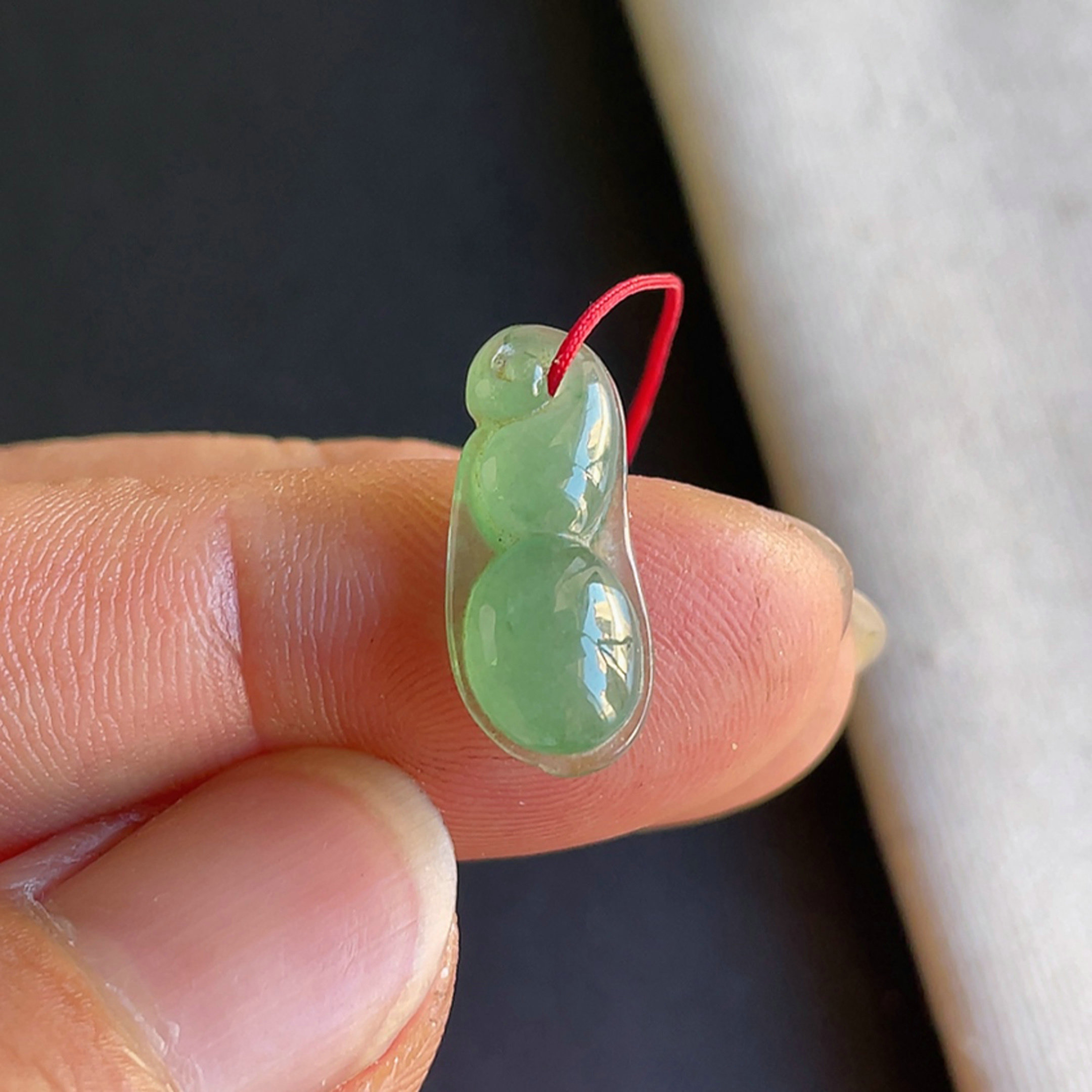1014-3老坑冰种满绿四季豆吊坠天然玉石翡翠A货送证书-金晶翡翠