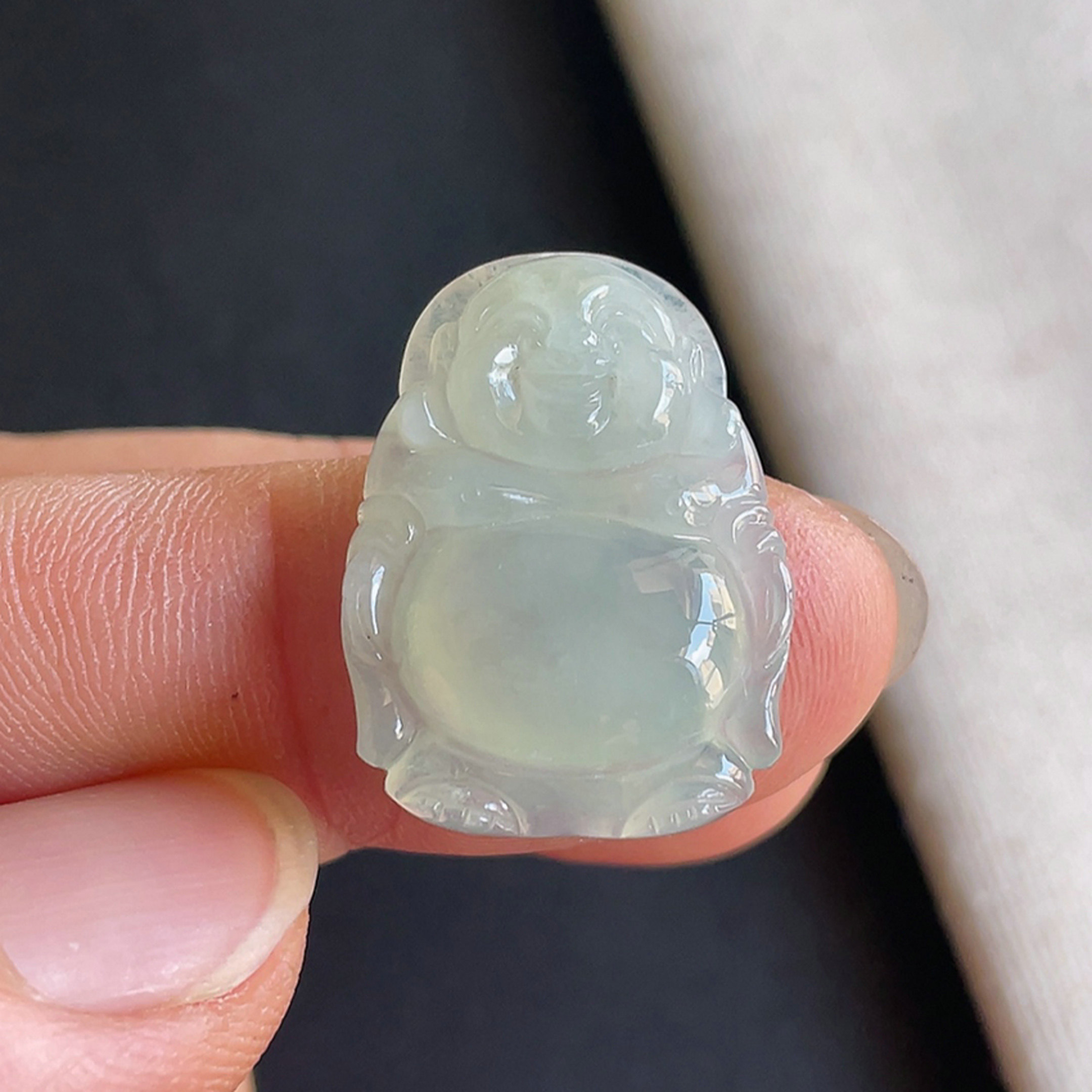 1007-4老坑冰糯种满色佛公吊坠天然A货翡翠玉石送证书-金晶翡翠