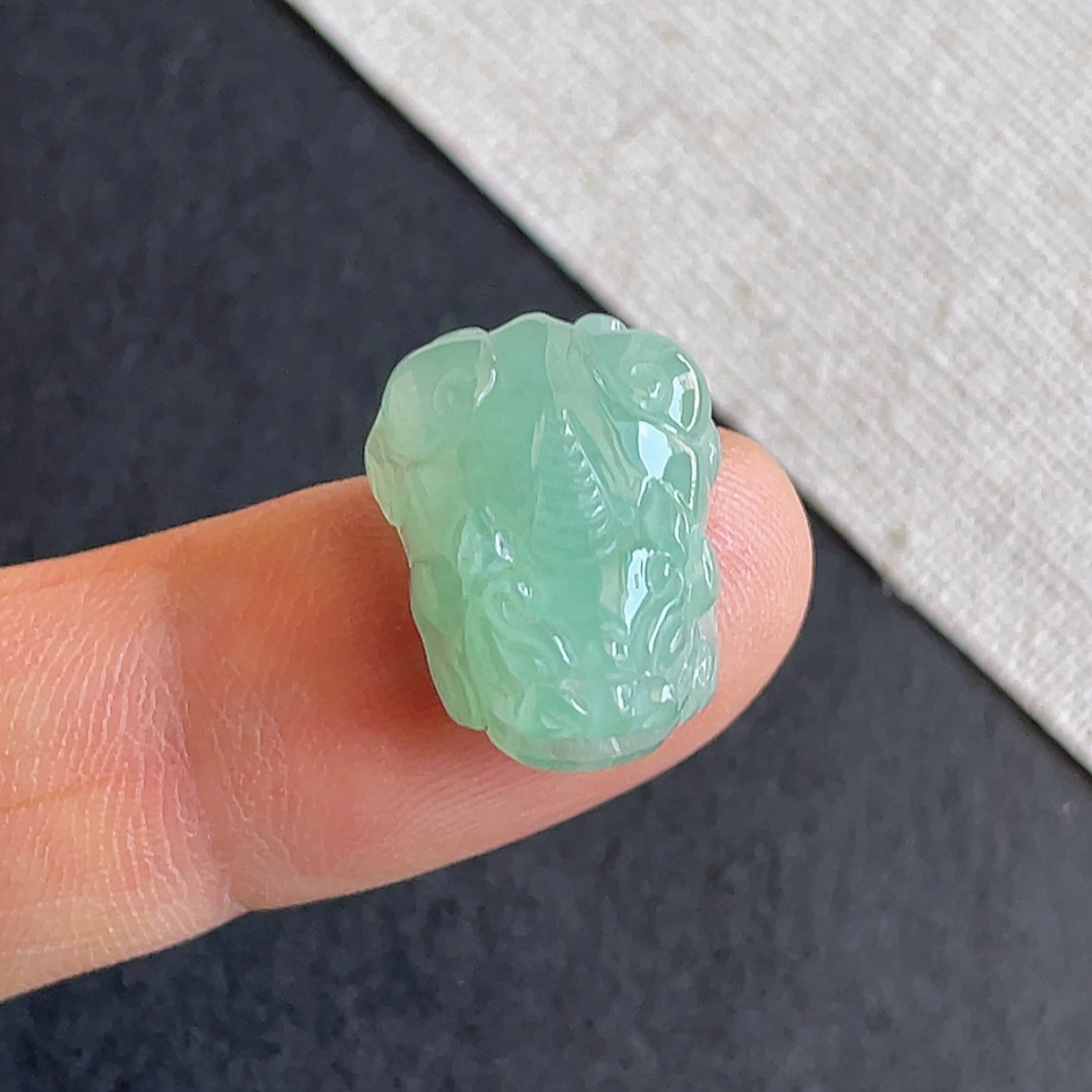 缅甸翡翠a货冰种貔貅戒面天然玉石颈饰玉坠送证书 金晶翡翠