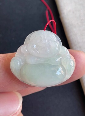 0506-1天然老坑冰糯种佛公吊坠 翡翠A货送证书～金晶翡翠